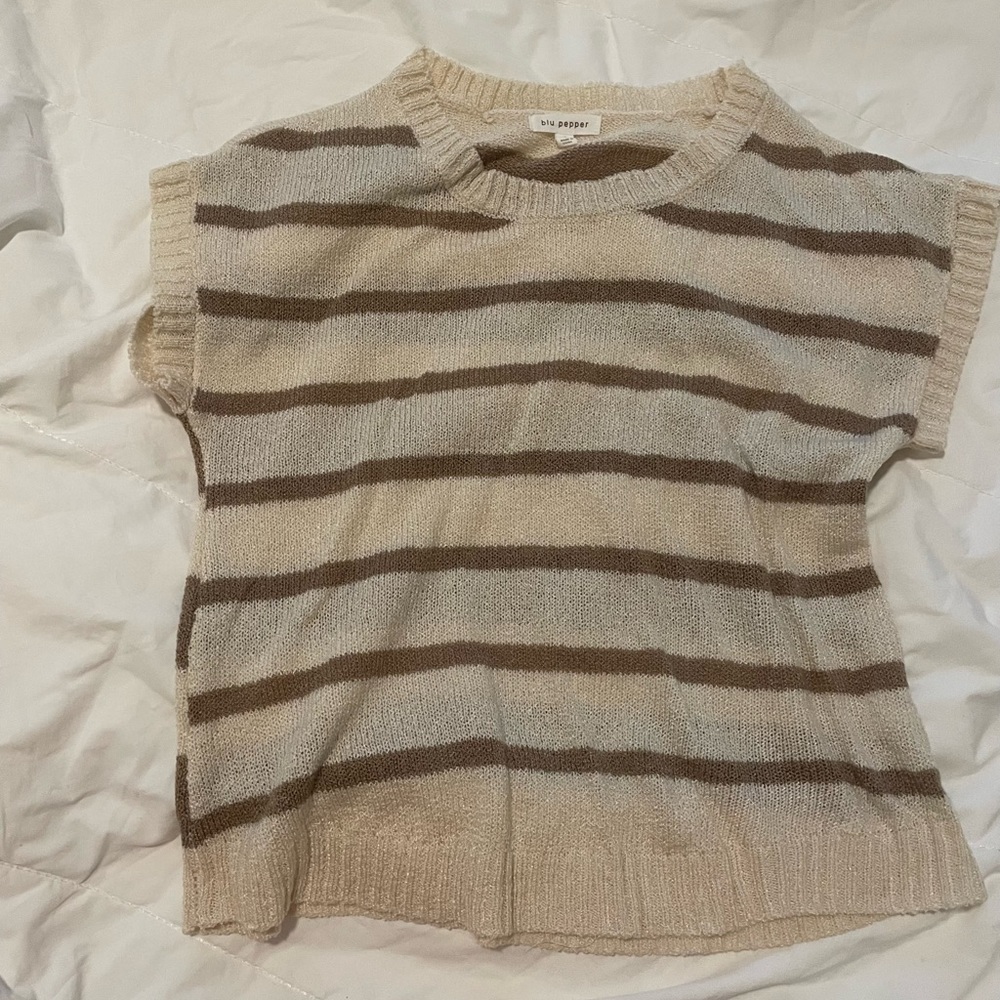 Blu Pepper Cream Striped Top